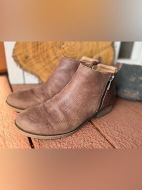 Franco Sarto Brown Leather Ankle Booties